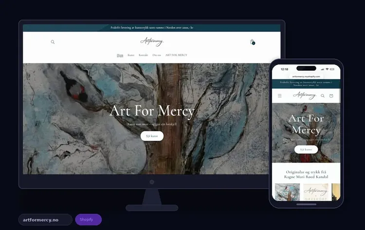 artformercy.no – kunstnettbutikk laget av DigiNorce
